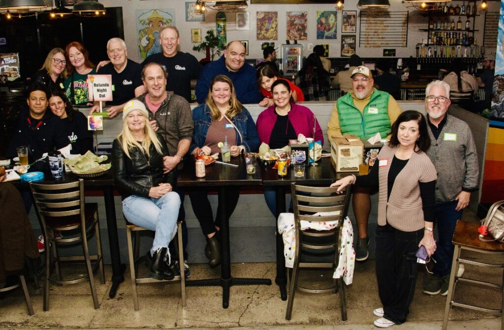 Neighbors at a Rolando Night Out gathering